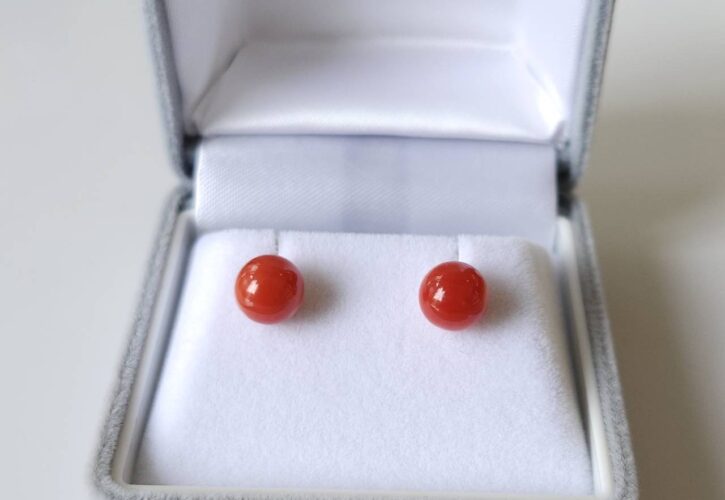 【商品紹介動画】赤珊瑚玉ピアス(K18)